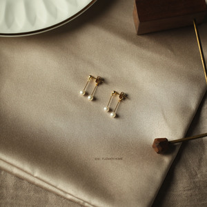 花宿设计 音符 灵动天然淡水珍珠14k包金耳环 精致小巧法式仙气