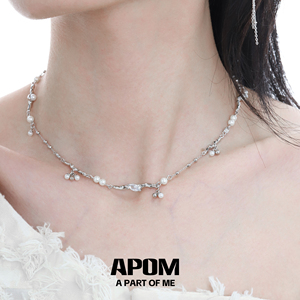 纯银不掉色 原创珍珠锆石项链小众设计高级感冷淡风锁骨链女