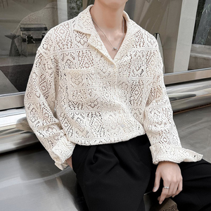 CHICERRO西西里男装春季镂空设计感宽松衬衫外套潮流上衣高级衬衣