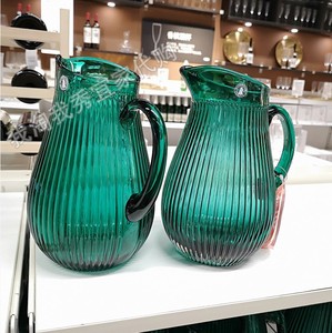宜家国内代购 赛思卡匹 壶 冷水壶图案绿色2公升花瓶玻璃70472