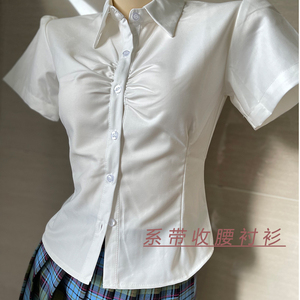 洛小奈jk新款短袖设计感小众纯欲风衬衫学院上衣制服JK辣妹系带