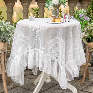 法式公主风白色蕾丝长方形茶几桌布美式田园台布野餐布餐桌布盖布
