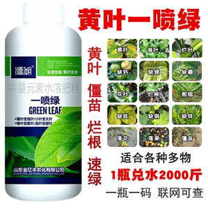 黄叶烂根死苗一喷绿叶面肥蔬菜花卉果树植物通用型韭菜大蒜绿得快