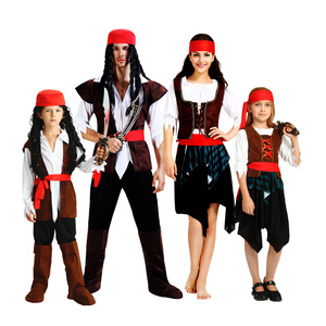 万圣节亲子装cos儿童海盗杰克船长男女加勒比海盗衣服舞台演出服
