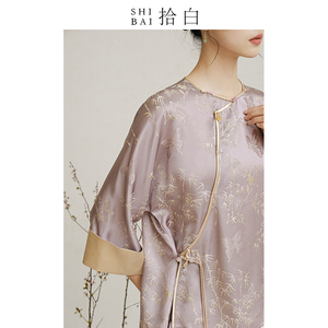SHIBAI拾白新中式上衣夏季原创国风女装高端真丝禅意茶服改良盘扣