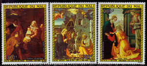 IA18马里1975年名画“圣母,天使,圣婴”(航960F)  邮票新3全