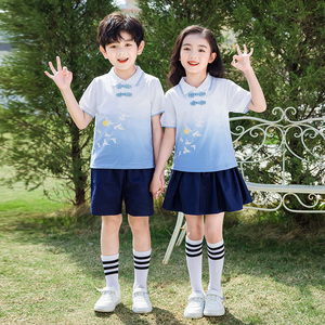 小学生校服夏装运动纯棉儿童学院中国风班服幼儿园园服毕业照套装
