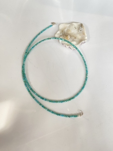 天然原矿绿松石项链串珠小米珠锁骨链小众玉石叠戴短款颈饰品女细