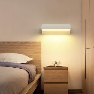 北欧创意卧室床头壁灯客厅玄关过道无极调光白色长形铝材led墙灯