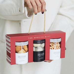 新年礼盒曲奇饼干包装盒手提烘焙点心甜点糖果奶枣玛格丽特空盒子