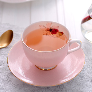 骨瓷韩式下午茶杯简约小女心陶瓷咖啡杯碟套装优雅英式红茶杯送礼