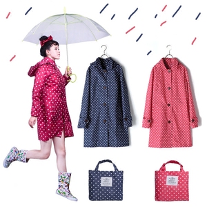 春夏新款日本成人女式点点雨衣单人雨披薄款时尚可爱韩版套装包邮