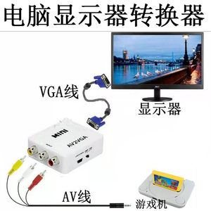 (7年老店)AV转VGA转换器(接电脑显示器.标准画质-配合插卡游戏机
