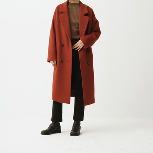 【漂浮记】颜色超美砖红宽松羊毛顺毛呢外套大衣颜色分类复古砖红