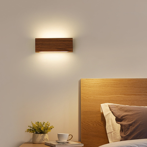 日式胡桃木壁灯极简北欧实木走廊过道卧室床头氛围客厅背景墙壁灯