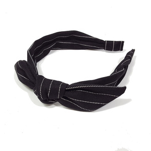 韩国新款黑白条纹发捆发箍气质简约百搭发卡蝴蝶结头箍压发饰品