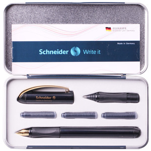 德国施耐德金色年华学生用镀金办公练字钢笔 成人墨水笔礼品盒装