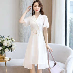 夏季新品女装韩版修身显瘦中长款连衣裙配腰带 Z2013