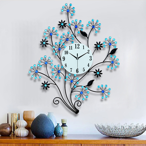 现代创意客厅钟表挂钟铁艺卧室静音时钟个性欧式艺术装饰壁饰挂表