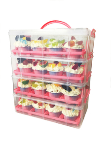 摆摊钵仔糕马芬蛋糕塑料透明运输食品厨房收纳盒甜品台多层周转箱