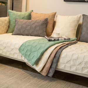 日本进口MUJIE简约纯色沙发垫四季纯棉布艺防滑坐垫冬季通用现代