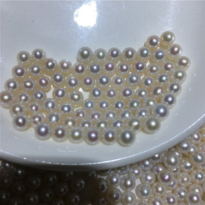 天然新款近圆形白色裸珠淡水珍珠3-5mm爱迪生微瑕疵圆珠diy散珠手