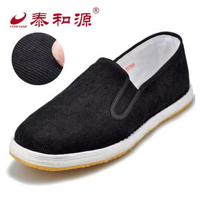 泰和源老北京布鞋正宗传统条绒手工千层底透气牛筋复古中老年男鞋