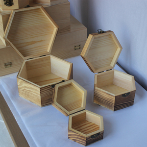 实木复古六角木盒子 定做翻盖木盒礼品包装盒首饰盒 多边形收纳盒