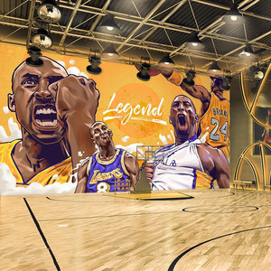 篮球主题卧室壁纸球星NBA湖人科比壁画体育馆运动球鞋店壁纸