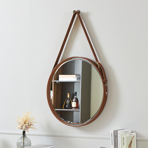 北欧简约化妆镜带灯壁挂洗手间卫生间浴室镜子智能卫浴皮带吊挂镜