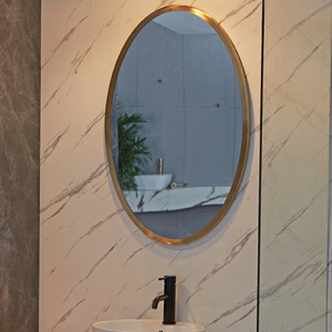 不锈钢蛋圆镜子挂墙黄铜金色装饰镜椭圆卫生间镜子梳妆镜浴室镜子