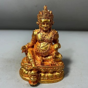 尼泊尔藏传复古包浆铜鎏金黄财神藏佛招财工艺品家用供奉小摆件