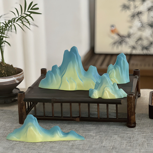 新中式创意沙盘枯山水假山装饰摆件鱼缸造景禅意国潮玄关酒柜茶室