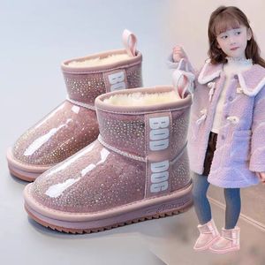 真皮女童雪地靴2023冬季新款加绒加厚儿童棉鞋小女孩宝宝防滑短靴