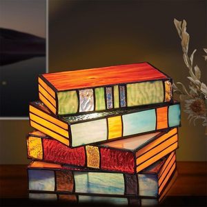 Stained Stacked Books Lamp 彩色叠书灯 圣诞礼物 家居装饰