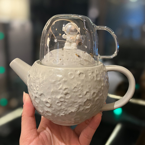 创意月球陶瓷茶壶玻璃杯组合茶具套装一壶一杯下午茶水果花茶家用