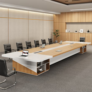 大型白色会议桌长桌简约现代长方形会议室桌椅组合10人20人办公桌