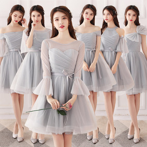 出租赁伴娘服2020新款春短款韩版结婚姐妹团女显瘦大码学生礼服裙