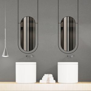 设计师卫生间镜子创意椭圆形浴室镜天花板悬空吊镜装饰挂镜吊杆镜