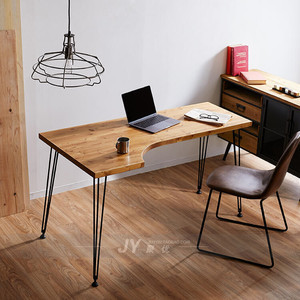 北欧实木铁艺转角电脑桌L形个性办公桌子家用学习桌简易靠墙书桌