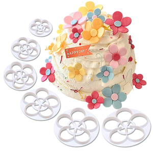 塑料花朵梅花翻糖模具切模压模 DIY蛋糕装饰摆件烘焙工具 6件套