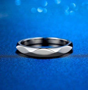 纯银高端戒指男一克拉陵形角仿真钻石纯银情侣戒指戒托结婚订婚戒