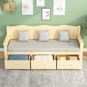 新中式沙发客厅带抽屉储物木质沙发长椅小户型冬夏两用全实木沙发