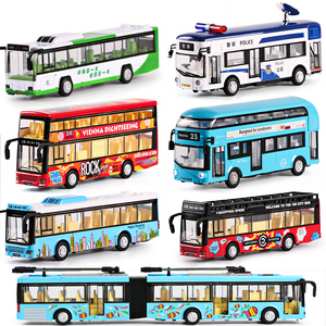 公交车玩具模型仿真合金开门男孩双层公共汽车儿童大巴士玩具汽车