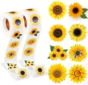 儿童向日葵贴纸植物花卉花卉装饰奖励不干胶封口小贴画