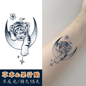 植物果汁小老虎草本纹身贴防水持久女手腕可爱韩版动物图案少女纸