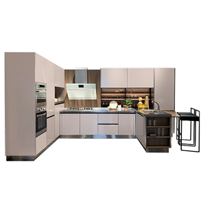 百能整体橱柜定制不锈钢台面家用简欧厨房橱柜一体定制