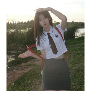 JK裙套装学院风制服拼色衬衫送领带半身裙包臀短裙韩式学生两件套
