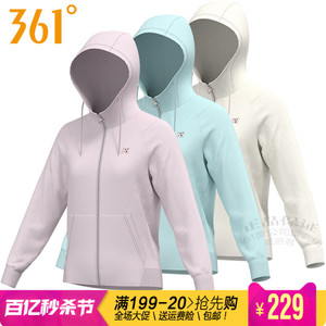 361度女装运动服卫衣棉2024春季新款361连帽开襟针织衫外套4009A