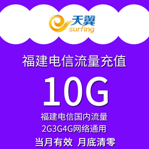 福建电信流量充值卡 国内10G天翼流量2g/3g/4g手机卡上网加油包C
